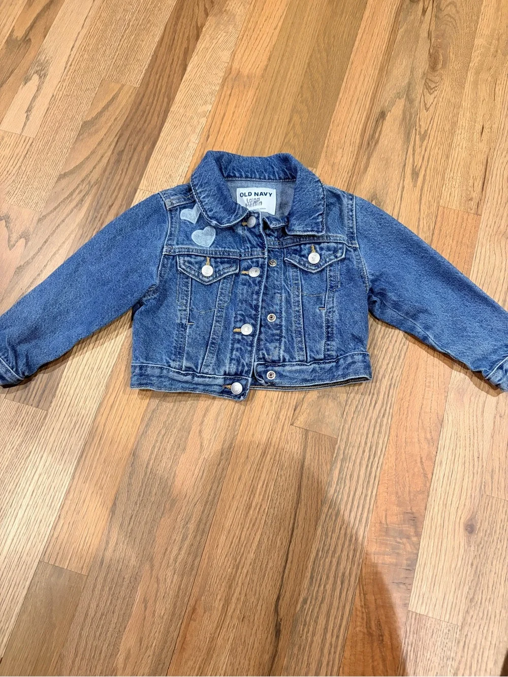 Old Navy toddler girl denim jean jacket with hearts